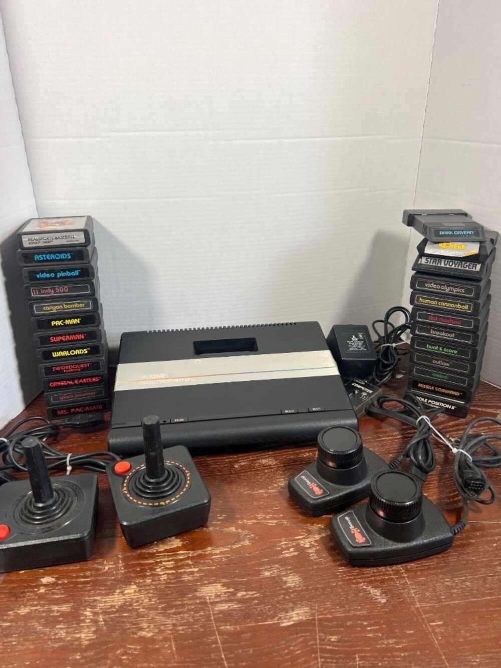 Atari 7800 ProSystem Console With Joysticks Paddle Controllers & 26 Game Cartrid